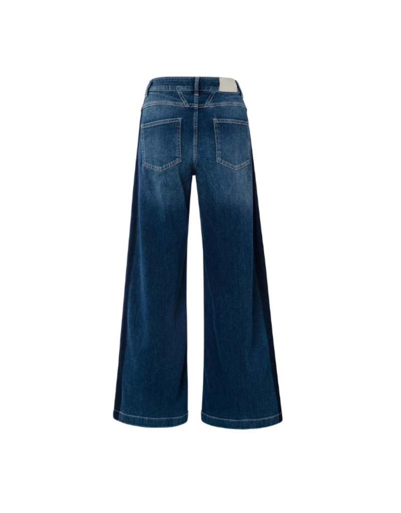YAYA High-Waist Wide Denim with Tape in Dark Blue Wash by YAYA