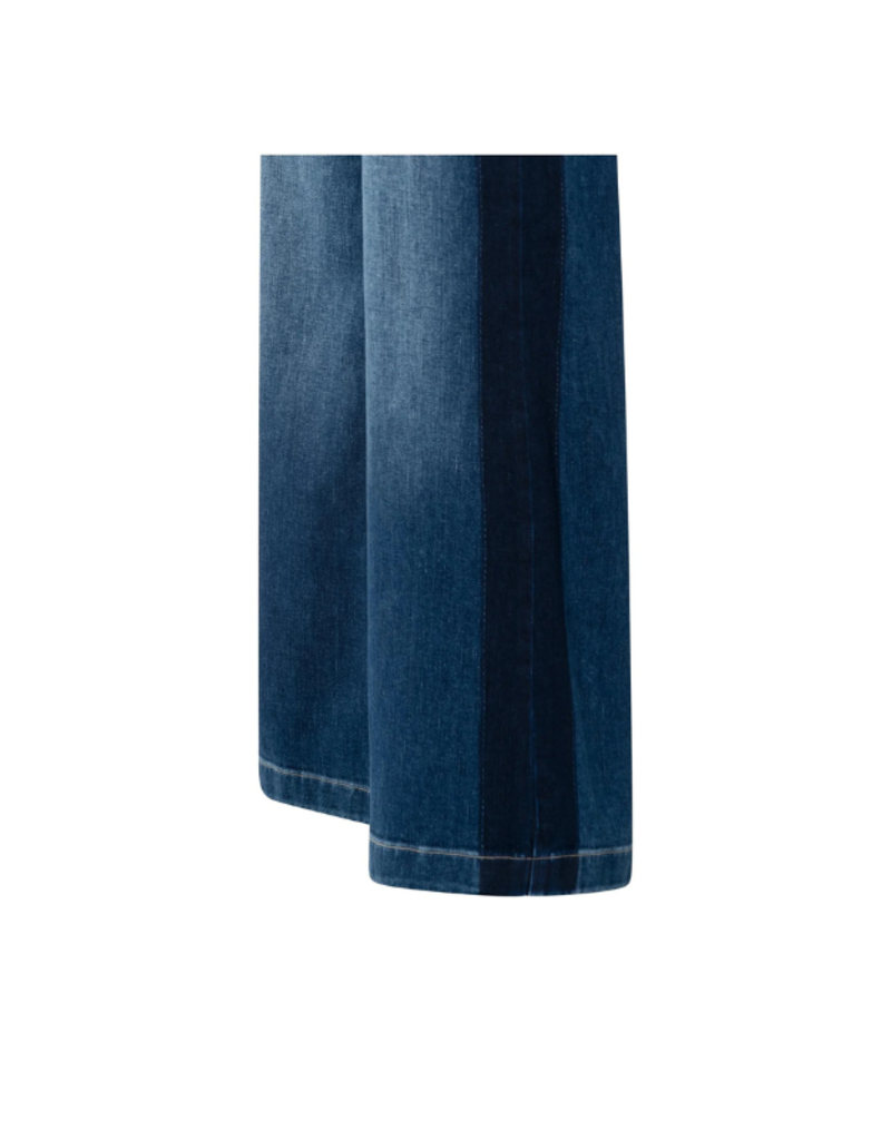 YAYA High-Waist Wide Denim with Tape in Dark Blue Wash by YAYA