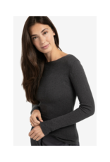 YAYA Light Structured Knit Top in Oyster Black by YAYA