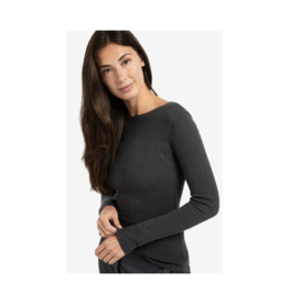 YAYA Light Structured Knit Top in Oyster Black by YAYA