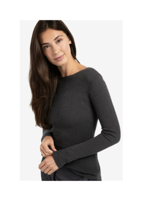 YAYA Light Structured Knit Top in Oyster Black by YAYA