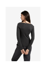 YAYA Light Structured Knit Top in Oyster Black by YAYA