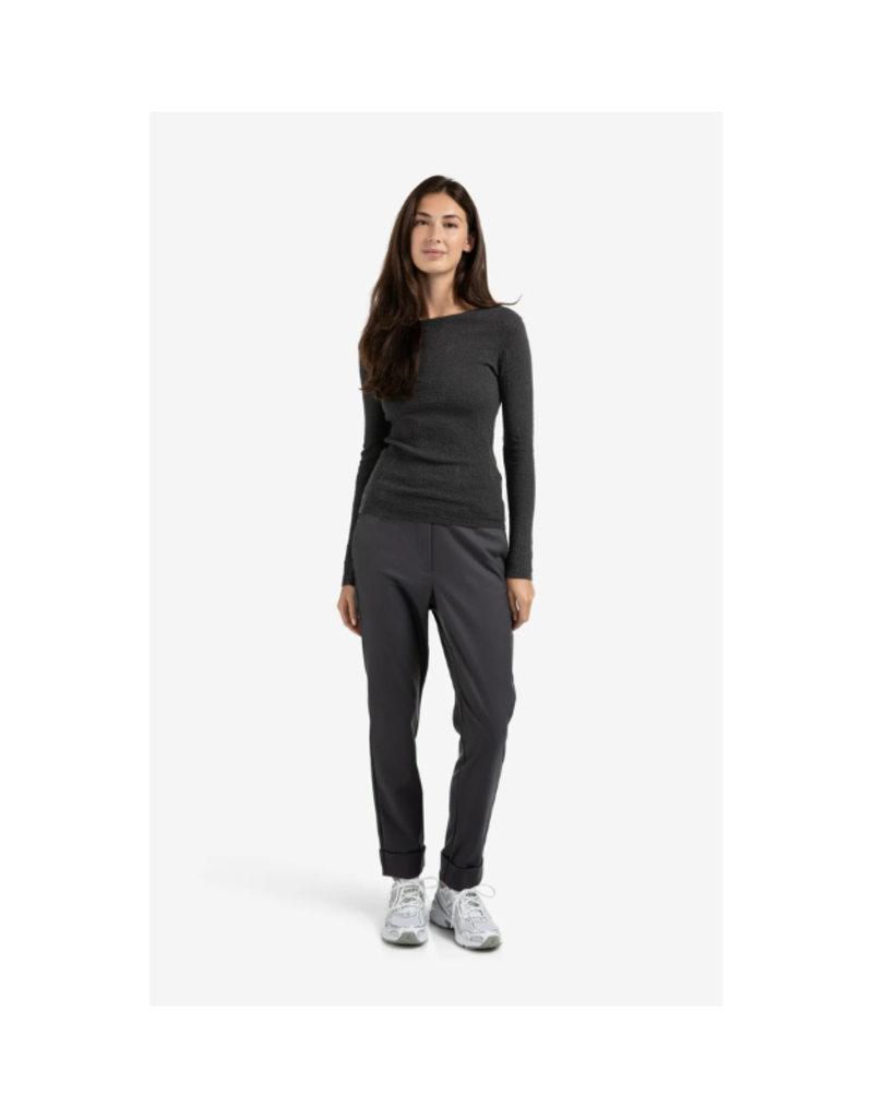 YAYA Light Structured Knit Top in Oyster Black by YAYA