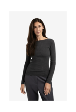 YAYA Light Structured Knit Top in Oyster Black by YAYA