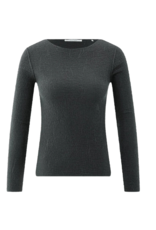 YAYA Light Structured Knit Top in Oyster Black by YAYA