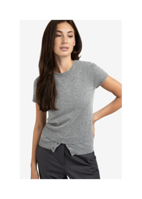 YAYA Shortsleeve Knit Top in Grey Melange by YAYA