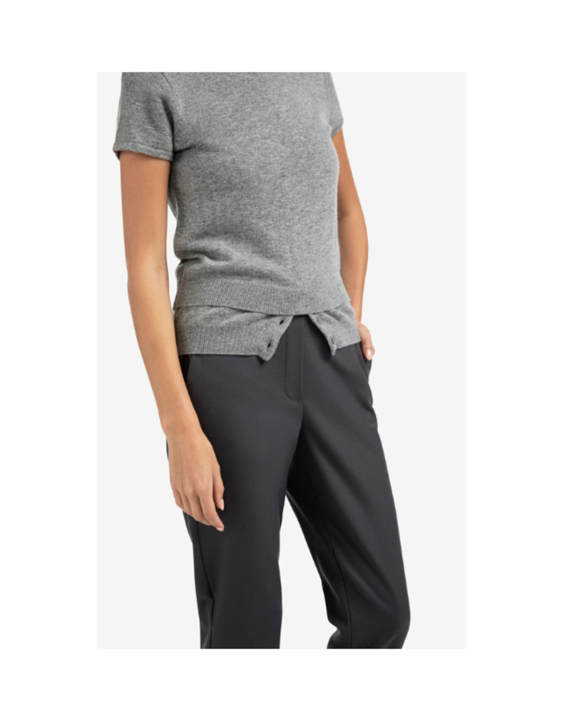YAYA Shortsleeve Knit Top in Grey Melange by YAYA