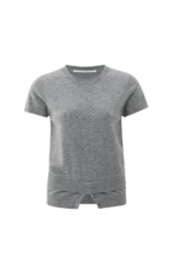 YAYA Shortsleeve Knit Top in Grey Melange by YAYA