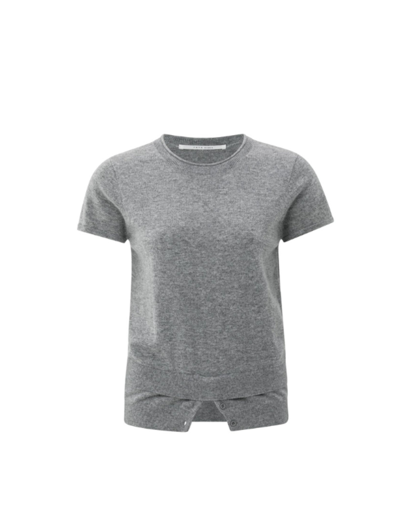 YAYA Shortsleeve Knit Top in Grey Melange by YAYA