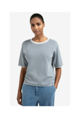 YAYA Jacquard Knit T-Shirt in Grey Melange by YAYA