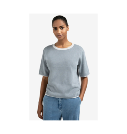 YAYA Jacquard Knit T-Shirt in Grey Melange by YAYA