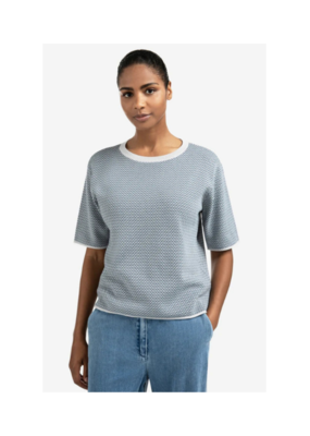 YAYA Jacquard Knit T-Shirt in Grey Melange by YAYA