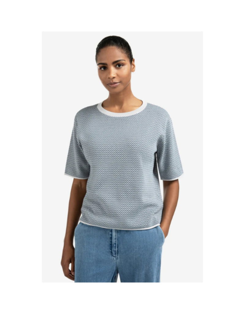 YAYA Jacquard Knit T-Shirt in Grey Melange by YAYA