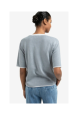 YAYA Jacquard Knit T-Shirt in Grey Melange by YAYA