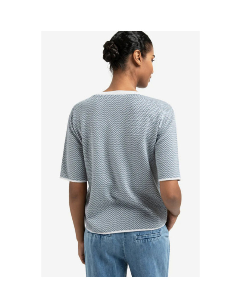 YAYA Jacquard Knit T-Shirt in Grey Melange by YAYA