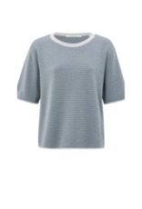 YAYA Jacquard Knit T-Shirt in Grey Melange by YAYA