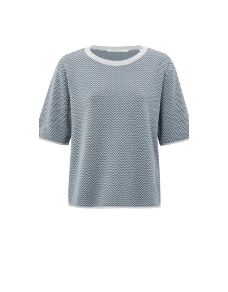 YAYA Jacquard Knit T-Shirt in Grey Melange by YAYA