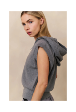 YAYA Sleeveless Knit Hoody in Grey Melange by YAYA