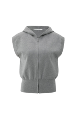 YAYA Sleeveless Knit Hoody in Grey Melange by YAYA