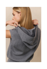 YAYA Sleeveless Knit Hoody in Grey Melange by YAYA