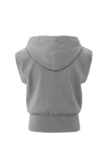 YAYA Sleeveless Knit Hoody in Grey Melange by YAYA