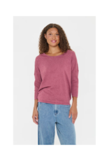 Saint Tropez Mila Round Neck Pullover in Red Violet Melange by Saint Tropez