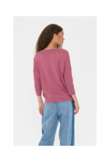 Saint Tropez Mila Round Neck Pullover in Red Violet Melange by Saint Tropez
