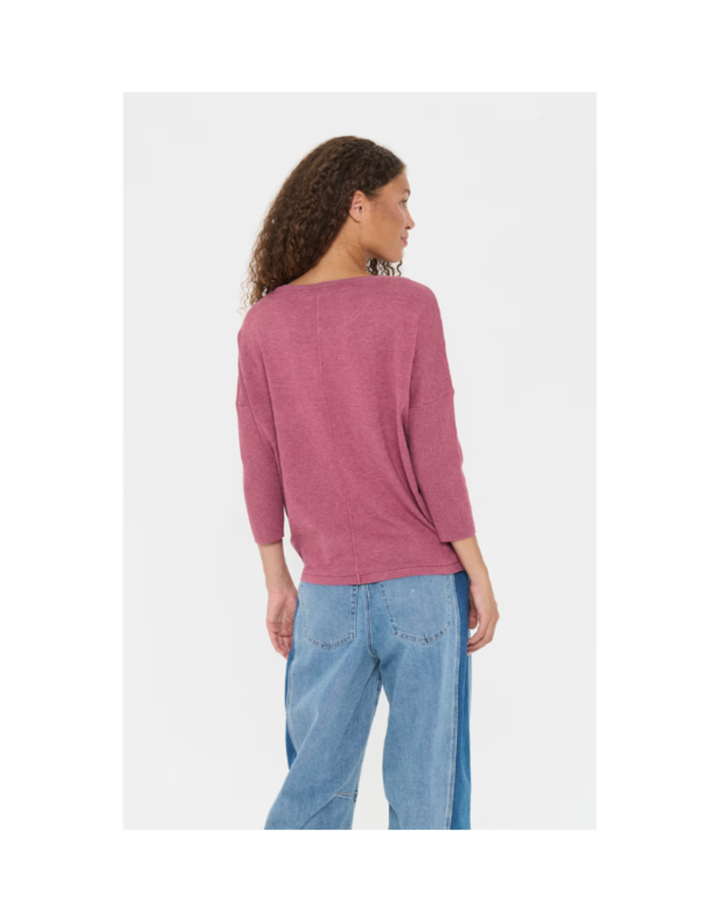 Saint Tropez Mila Round Neck Pullover in Red Violet Melange by Saint Tropez