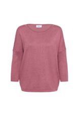 Saint Tropez Mila Round Neck Pullover in Red Violet Melange by Saint Tropez