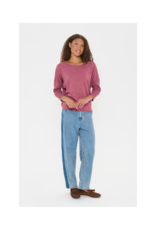 Saint Tropez Mila Round Neck Pullover in Red Violet Melange by Saint Tropez