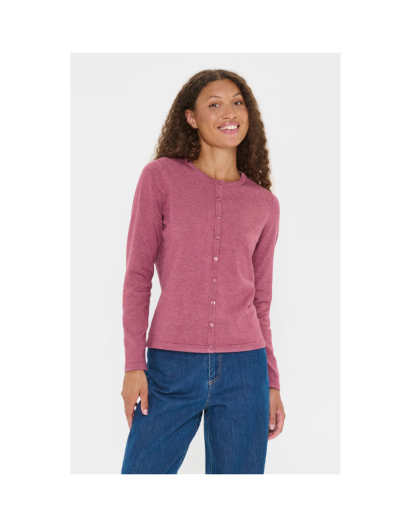 Saint Tropez Mila Cardigan in Red Violet Melange by Saint Tropez