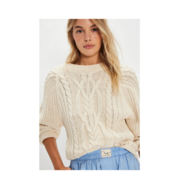 Free People Frankie Cable Sweater in Pearl by Free People