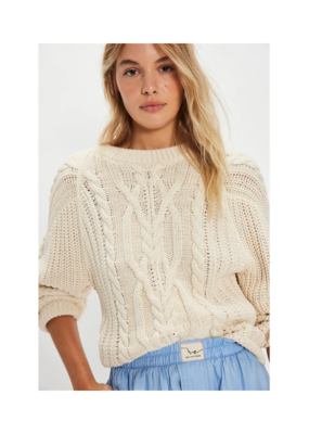 Free People Frankie Cable Sweater in Pearl by Free People