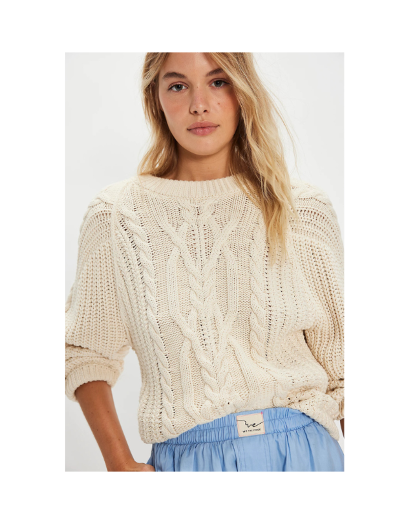 Free People Frankie Cable Sweater in Pearl by Free People