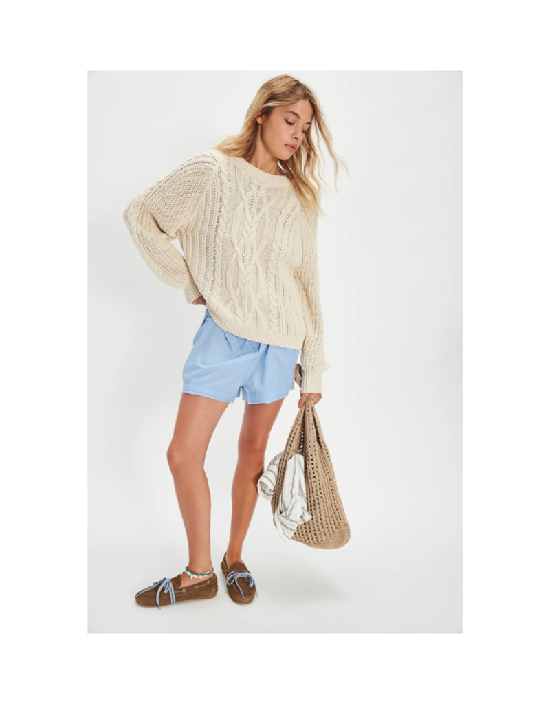 Free People Frankie Cable Sweater in Pearl by Free People