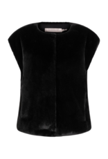 Esqualo Bodywarmer Vest in Faux Fur Black by Esqualo