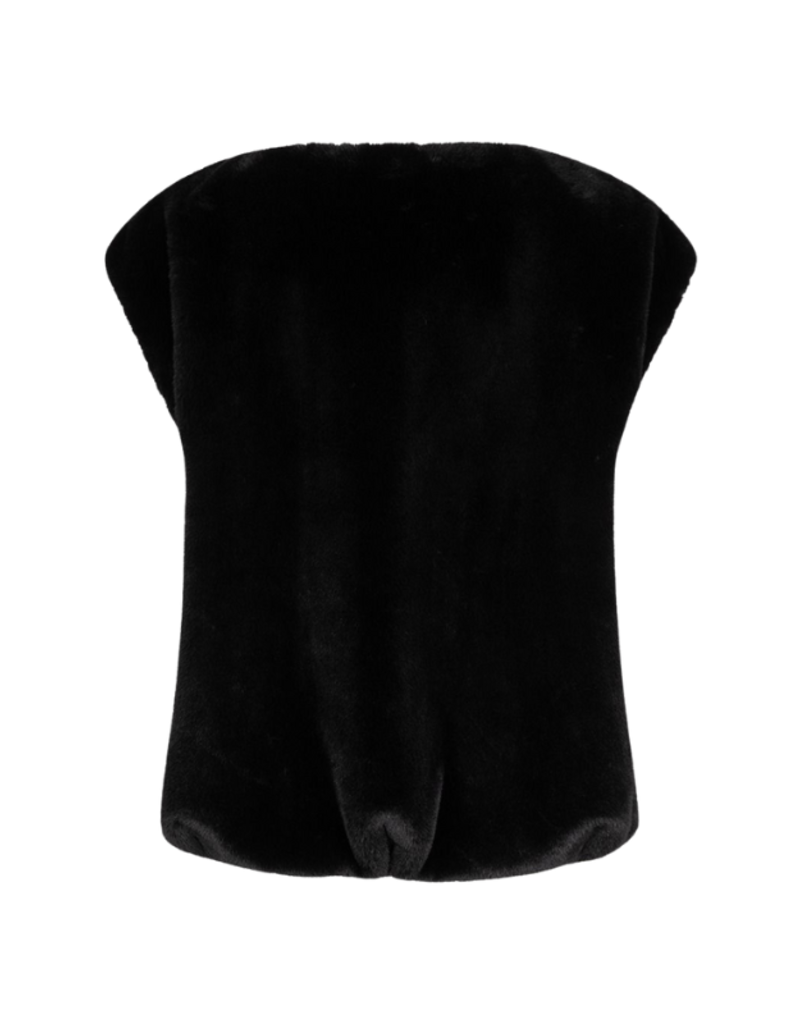 Esqualo Bodywarmer Vest in Faux Fur Black by Esqualo