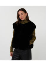 Esqualo Bodywarmer Vest in Faux Fur Black by Esqualo