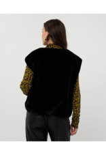 Esqualo Bodywarmer Vest in Faux Fur Black by Esqualo