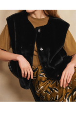 Esqualo Bodywarmer Vest in Faux Fur Black by Esqualo