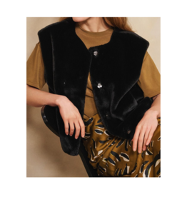 Esqualo Bodywarmer Vest in Faux Fur Black by Esqualo