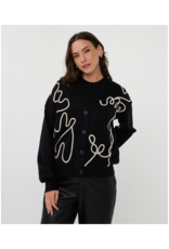 Esqualo Tape Patch Cardigan in Black by Esqualo