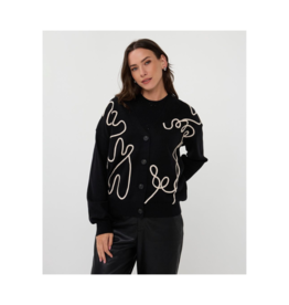 Esqualo Tape Patch Cardigan in Black by Esqualo