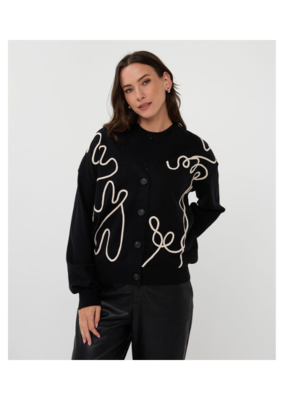 Esqualo Tape Patch Cardigan in Black by Esqualo
