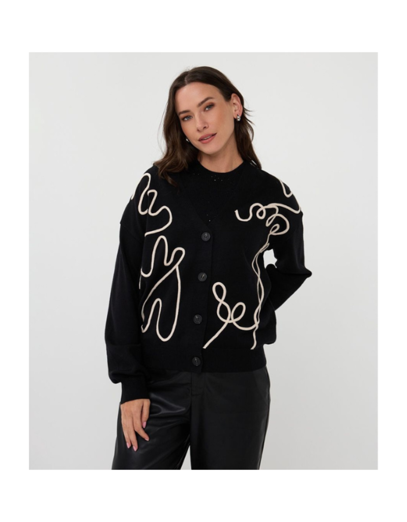 Esqualo Tape Patch Cardigan in Black by Esqualo