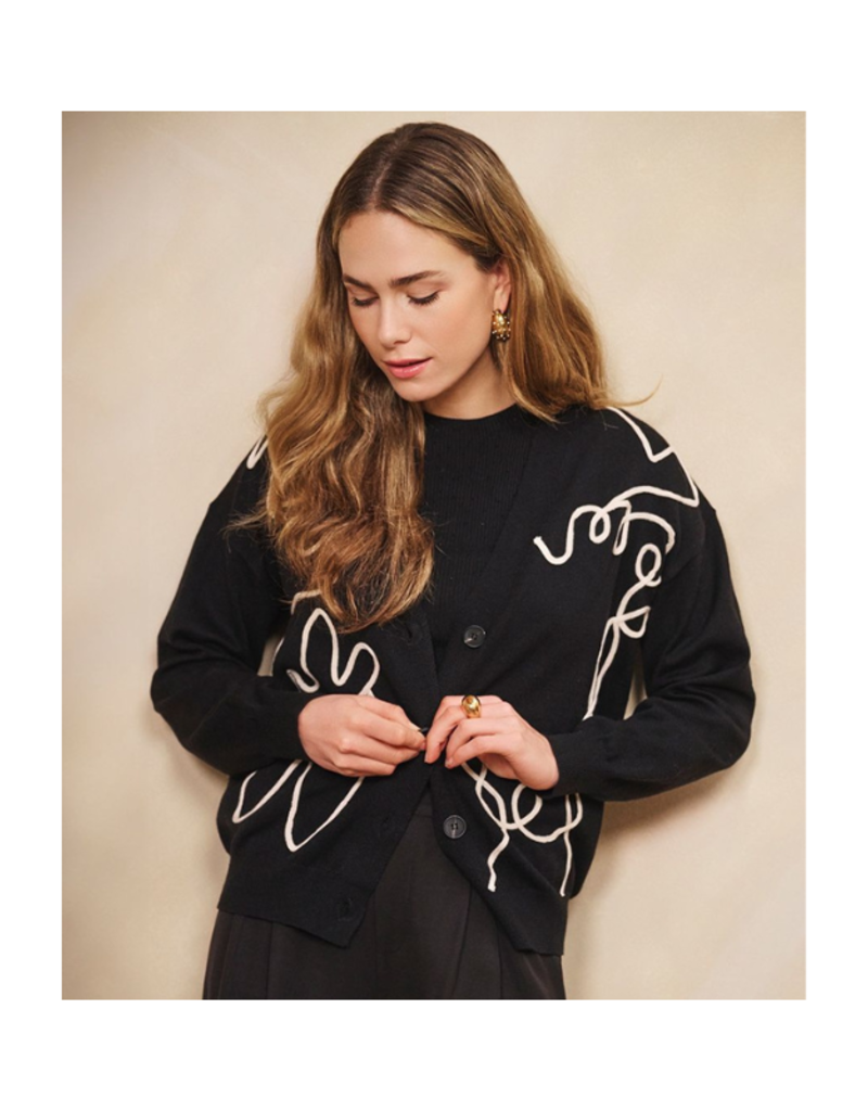 Esqualo Tape Patch Cardigan in Black by Esqualo