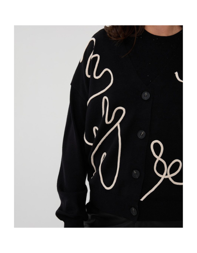 Esqualo Tape Patch Cardigan in Black by Esqualo