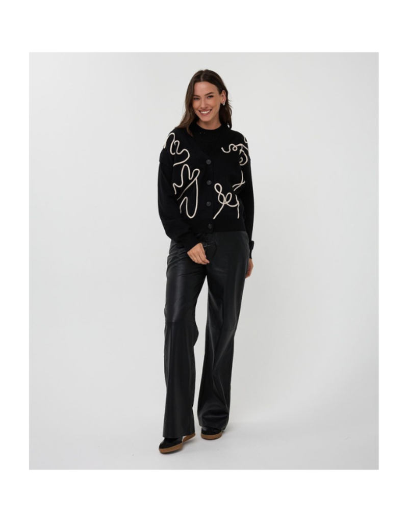 Esqualo Tape Patch Cardigan in Black by Esqualo