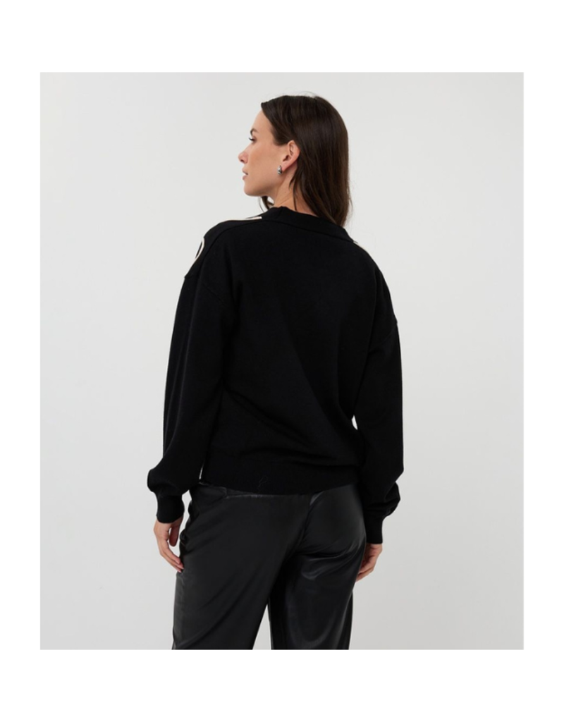 Esqualo Tape Patch Cardigan in Black by Esqualo