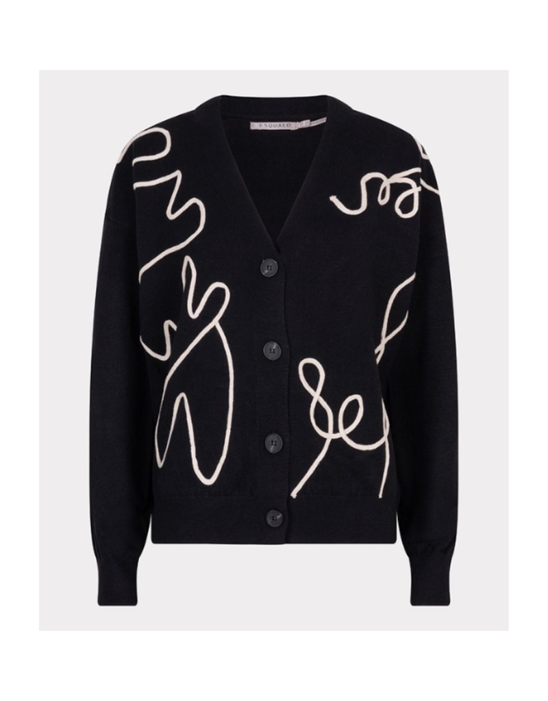 Esqualo Tape Patch Cardigan in Black by Esqualo